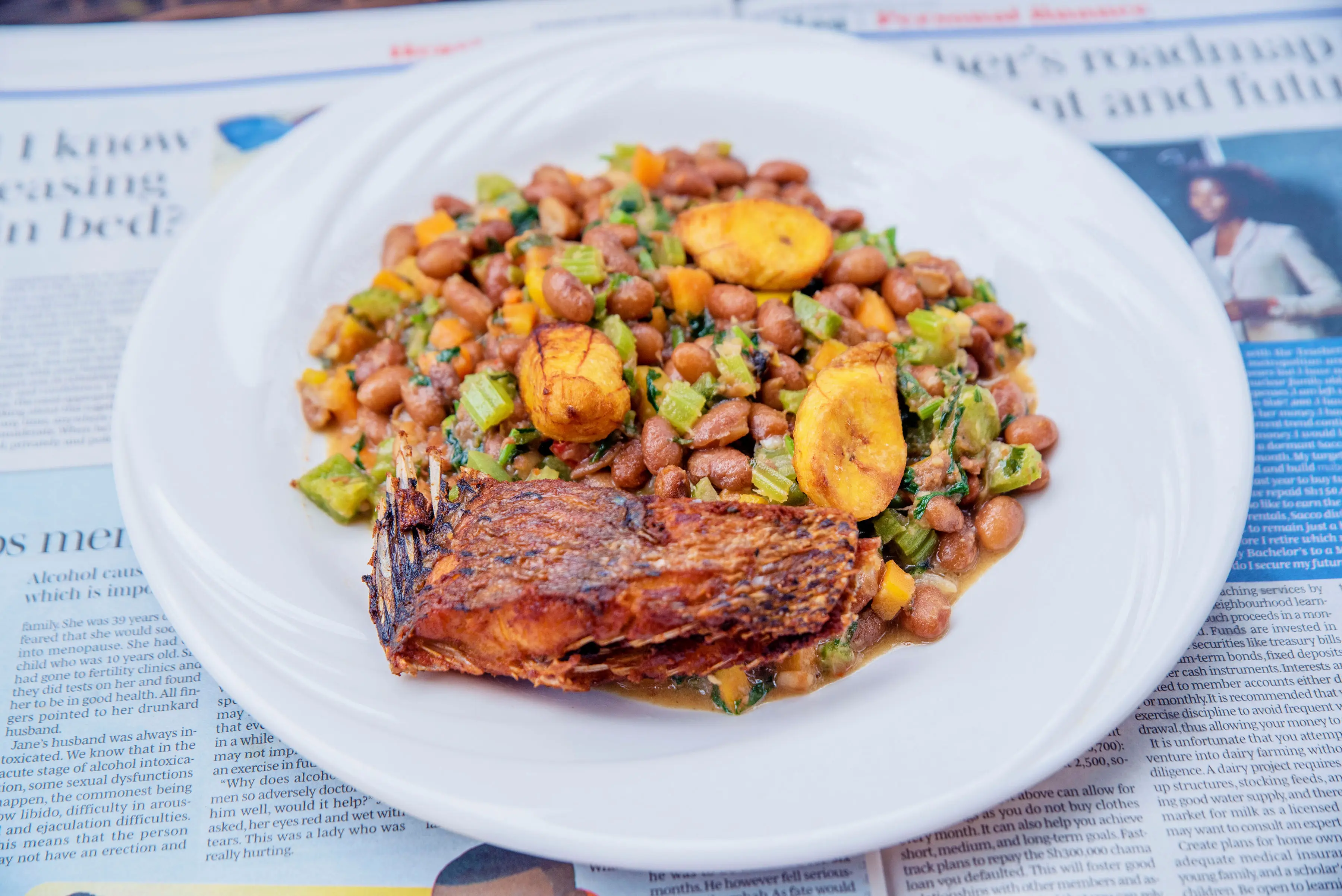 Beans, Plantain with Fish