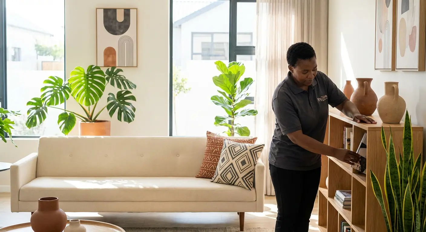 Modern office workspace with ByZara service professional